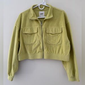 Aerie Corduroy Look Cropped Full Zip Jacket Sz L